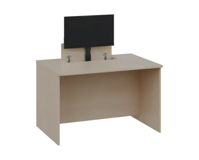 PLVM 18 - 12 stůl kancelářský s výsuvem (1x) monitoru, dřevěná podnož, deska 18 mm, široký 1200 mm, bříza irská